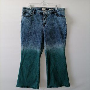 Logo Lori Goldstein Women's Blue Ombre Jeans Mid Rise Cropp Jeans Size 20WP New